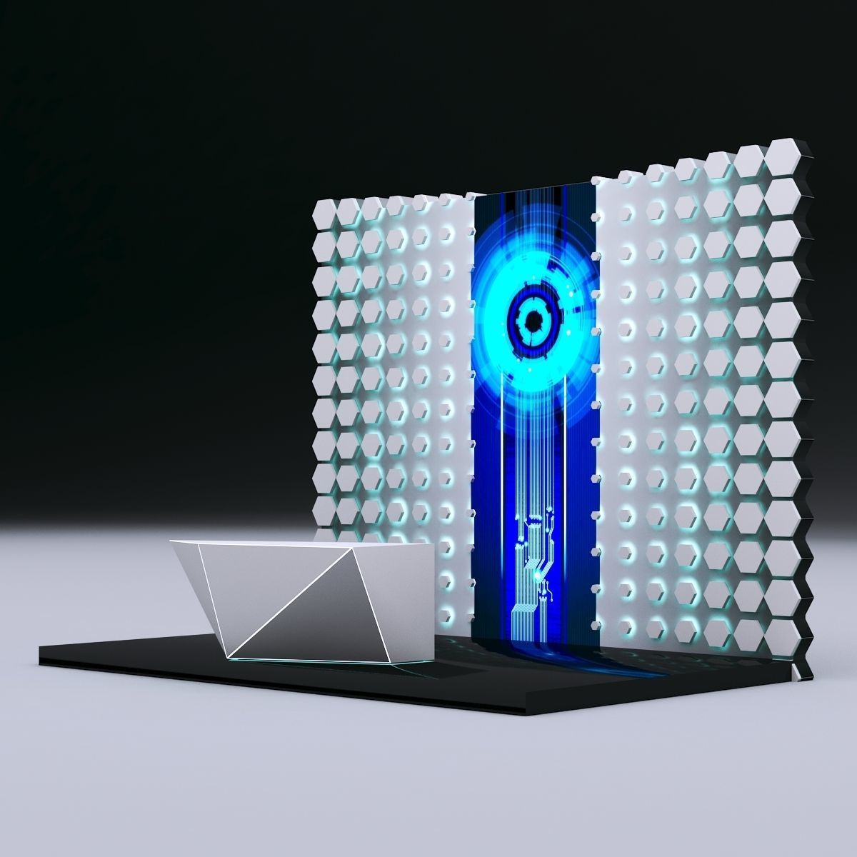 Hexagonal attractor pattern backdrop 3D model_2