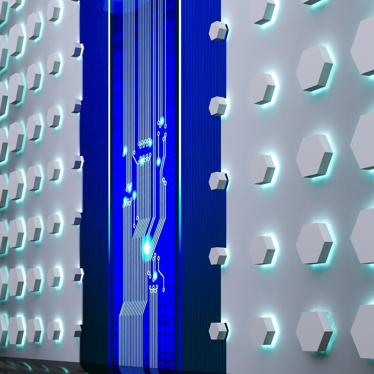 Hexagonal attractor pattern backdrop 3D model_7