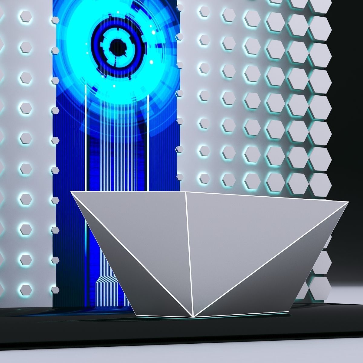 Hexagonal attractor pattern backdrop 3D model_6