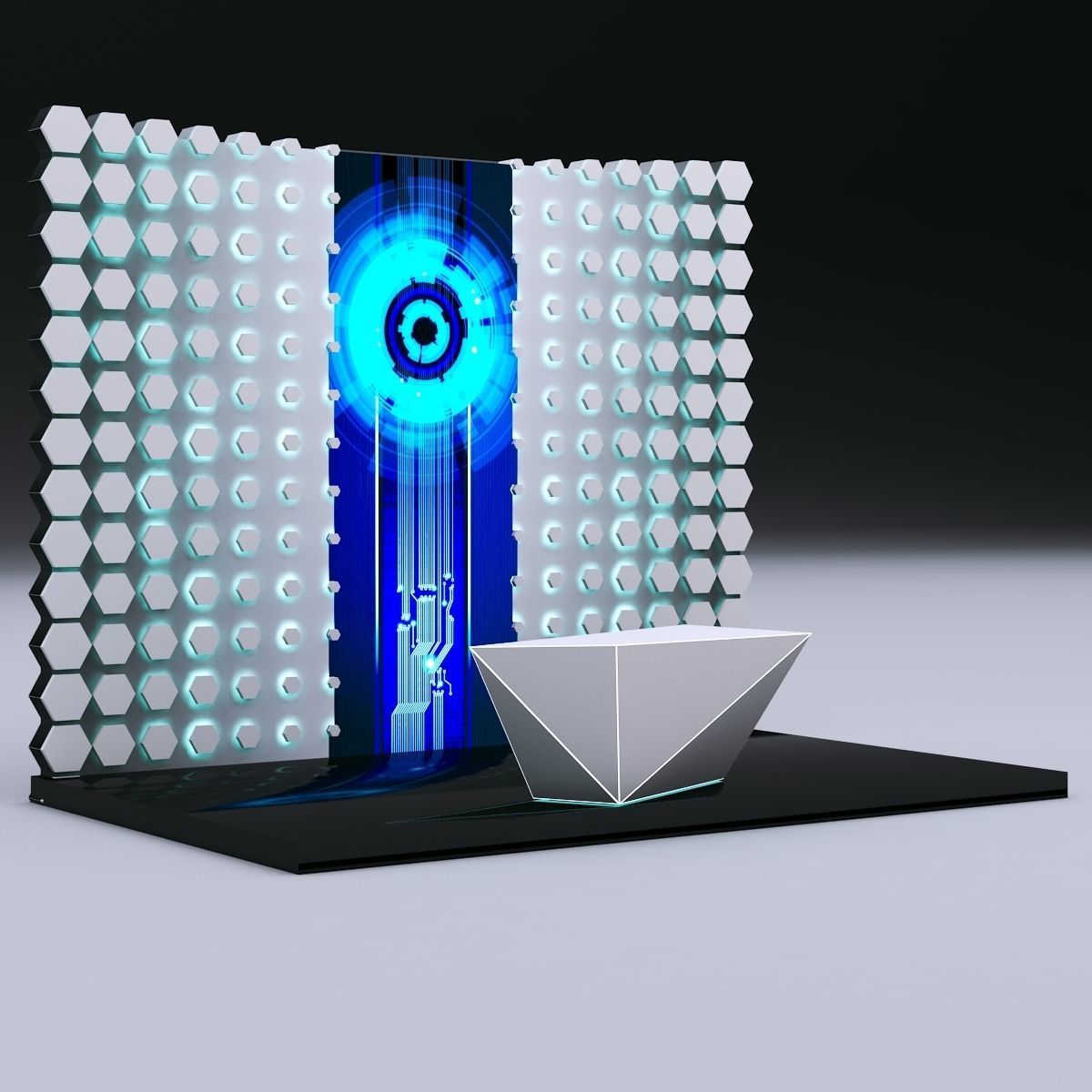 Hexagonal attractor pattern backdrop 3D model_3