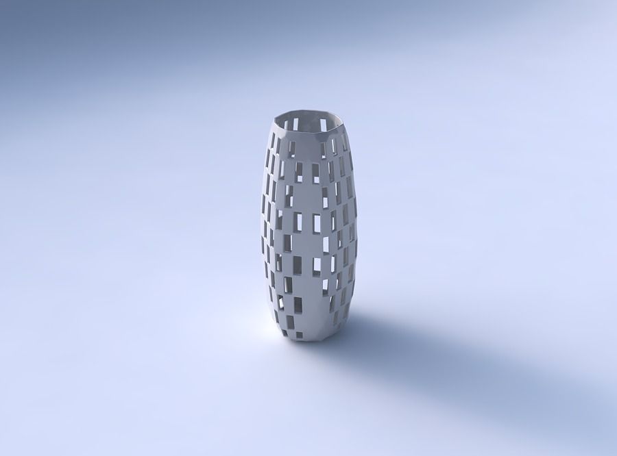 Vase hexagon with checker grid lattice 2 3D print model_3