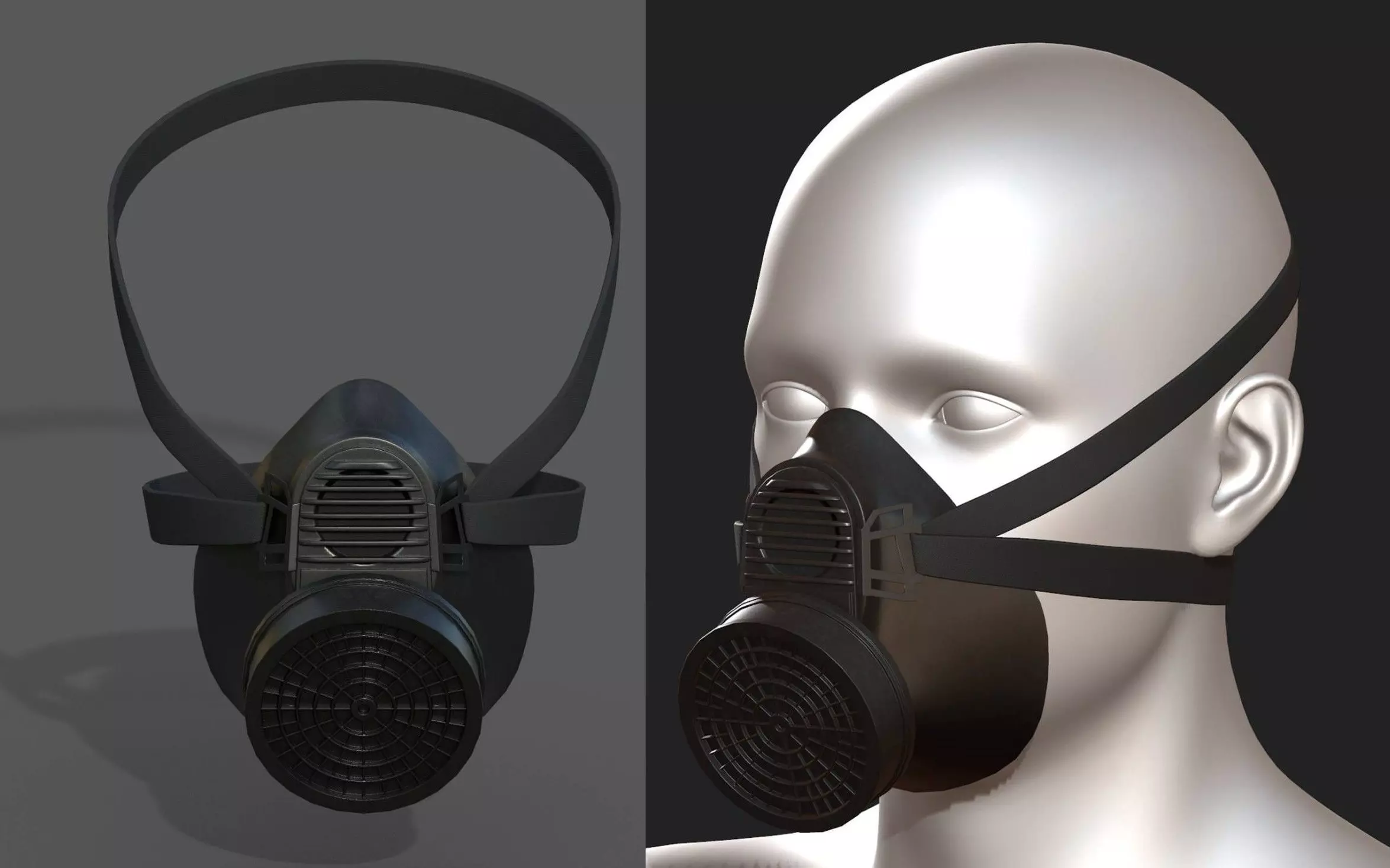 Gas mask respirator scifi futuristic 3d  Low-poly 3D model_0