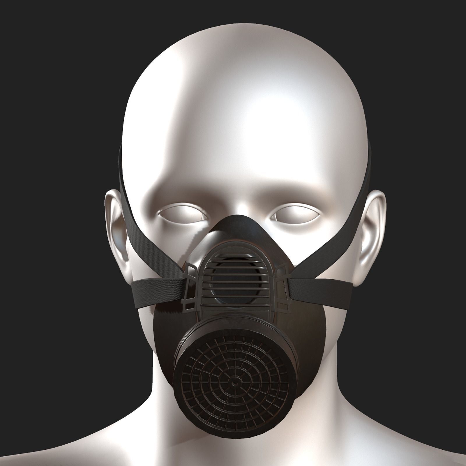 Gas mask respirator scifi futuristic 3d  Low-poly 3D model_2