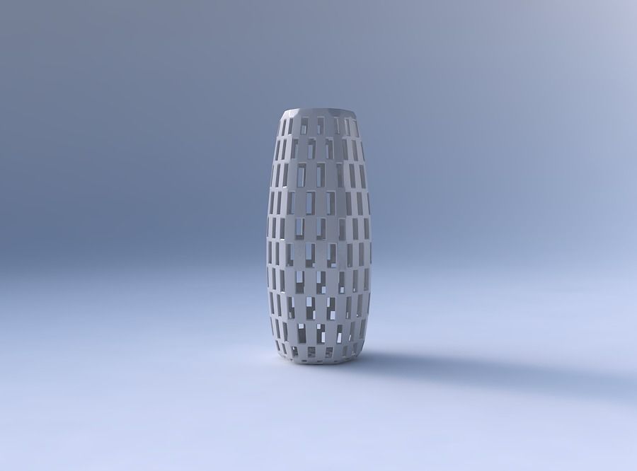 Vase hexagon with checker grid lattice 3D print model_4