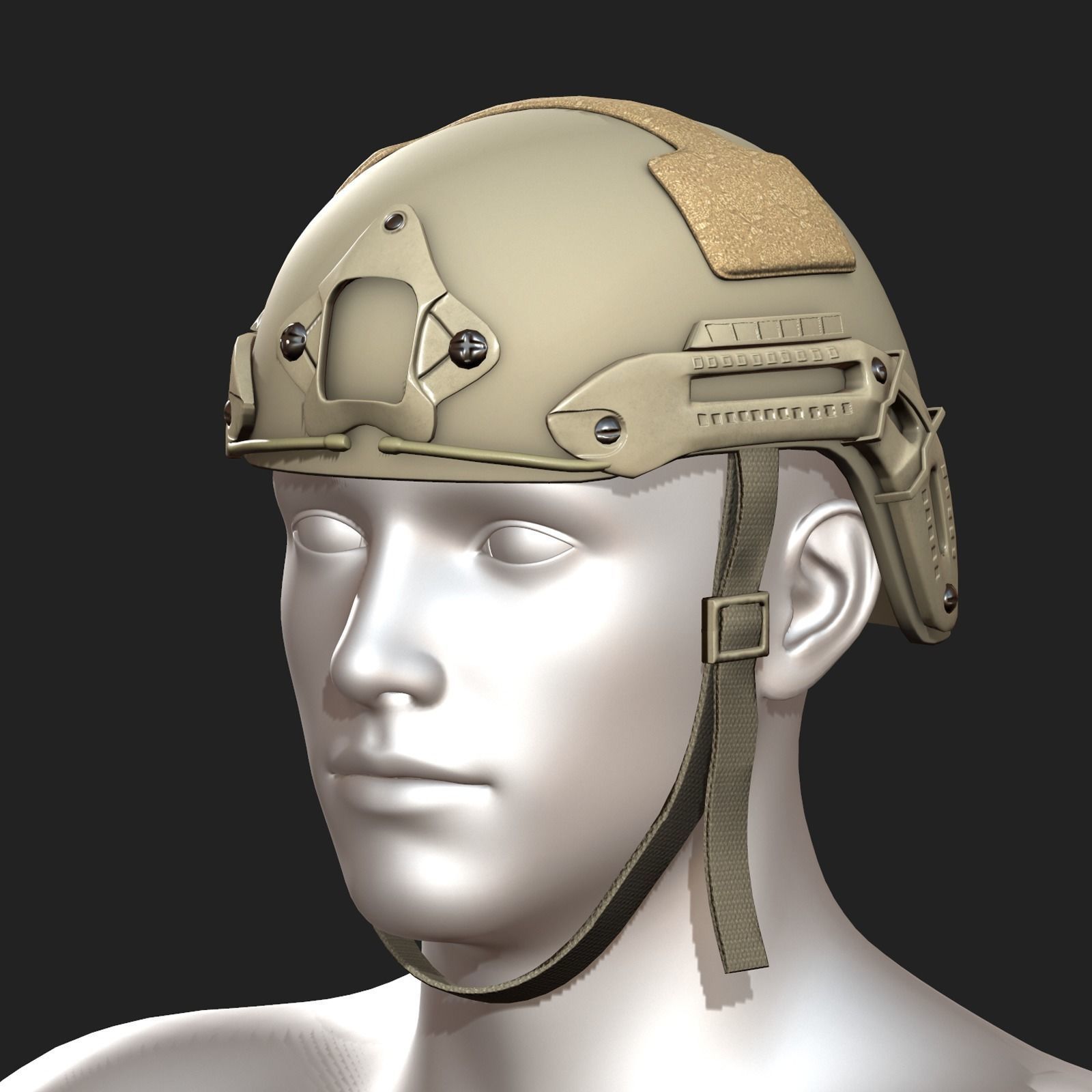 Helmet military combat fantasy scifi  Low-poly 3D model_1
