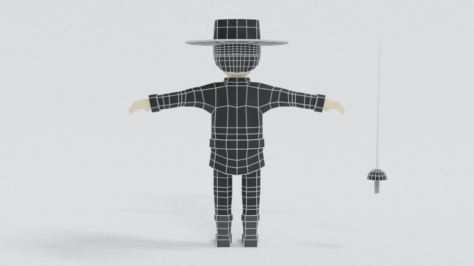 Low Poly Cartoon Zorro Low-poly 3D model_13