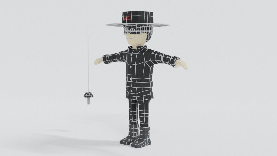 Low Poly Cartoon Zorro Low-poly 3D model_10