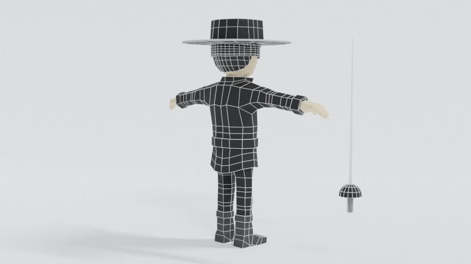 Low Poly Cartoon Zorro Low-poly 3D model_14