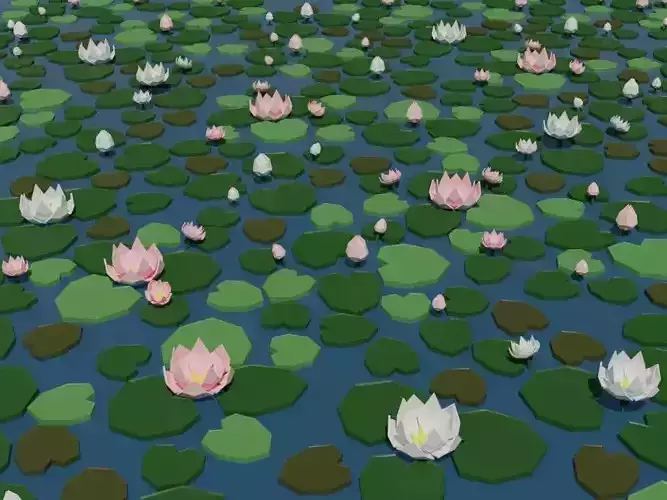 Low poly water lilies Free low-poly 3D model