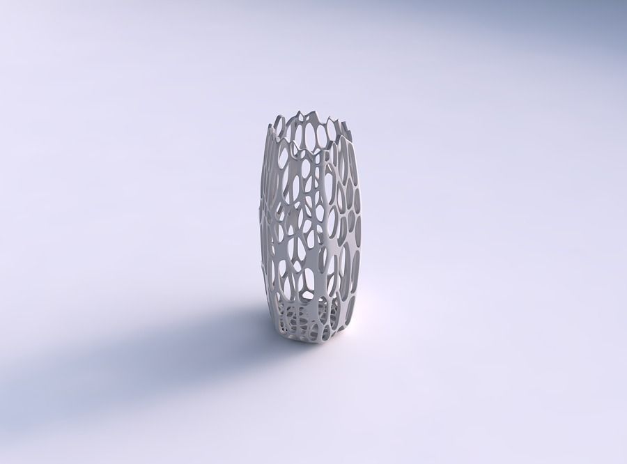 Vase hexagon with cracked organic lattice 3D print model_0