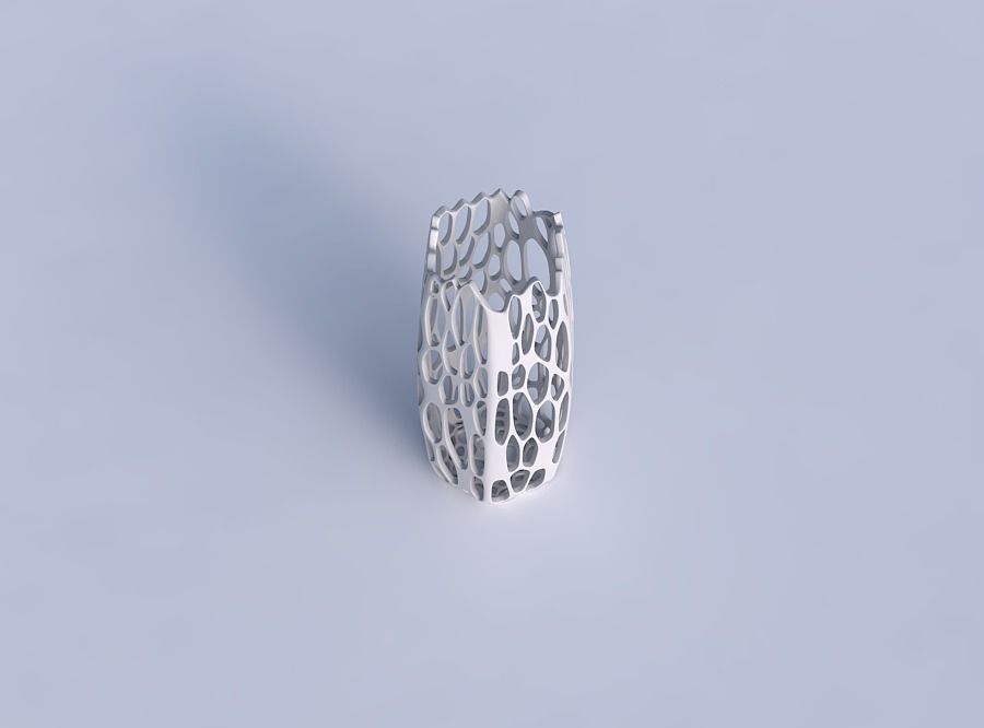 Vase hexagon with cracked organic lattice 3D print model_1