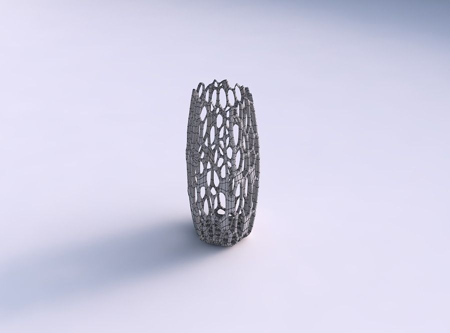Vase hexagon with cracked organic lattice 3D print model_5