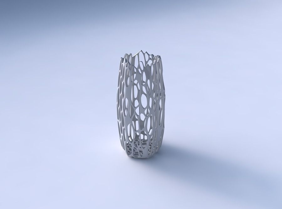 Vase hexagon with cracked organic lattice 3D print model_3