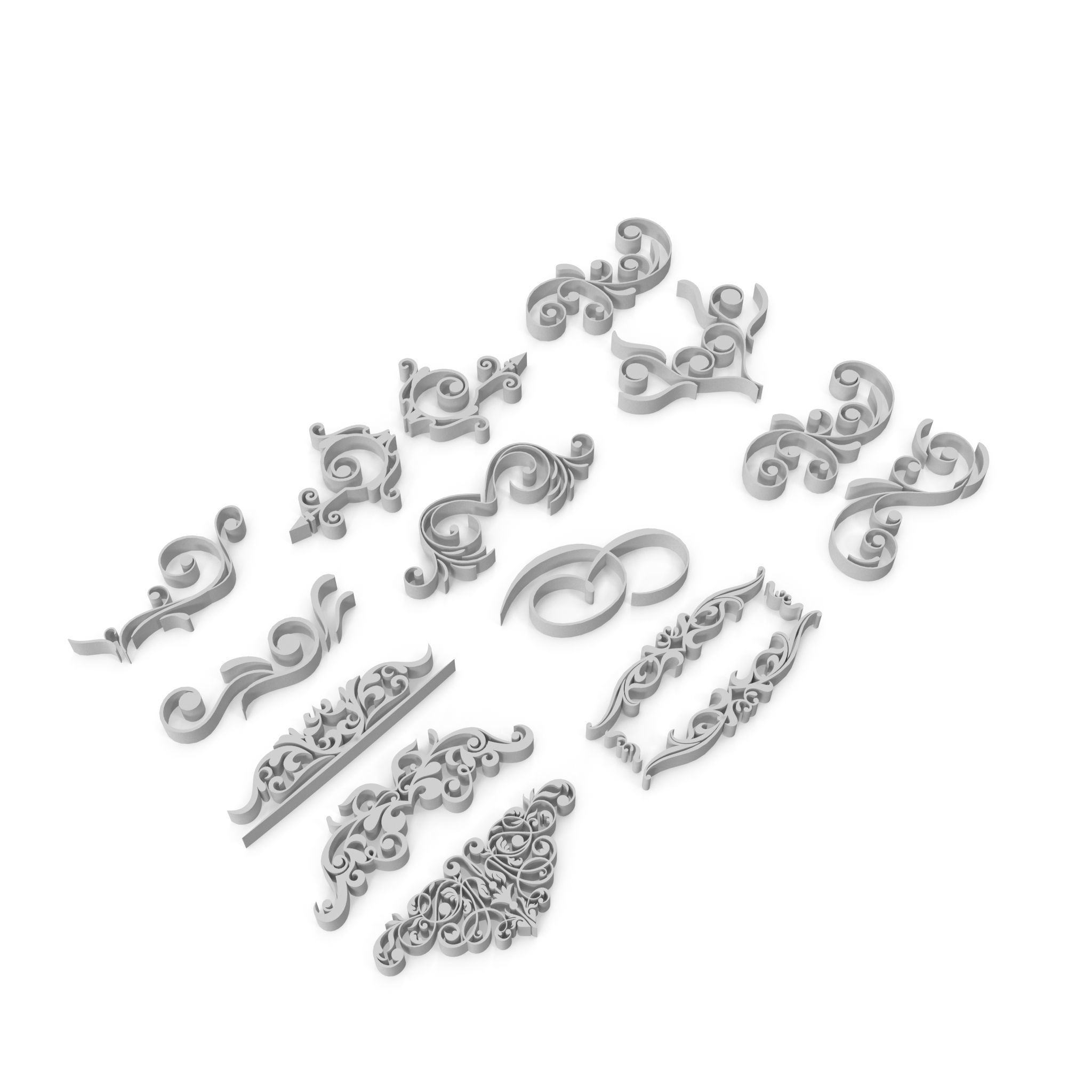 Ornate Swirls 04 Set  3D model_5