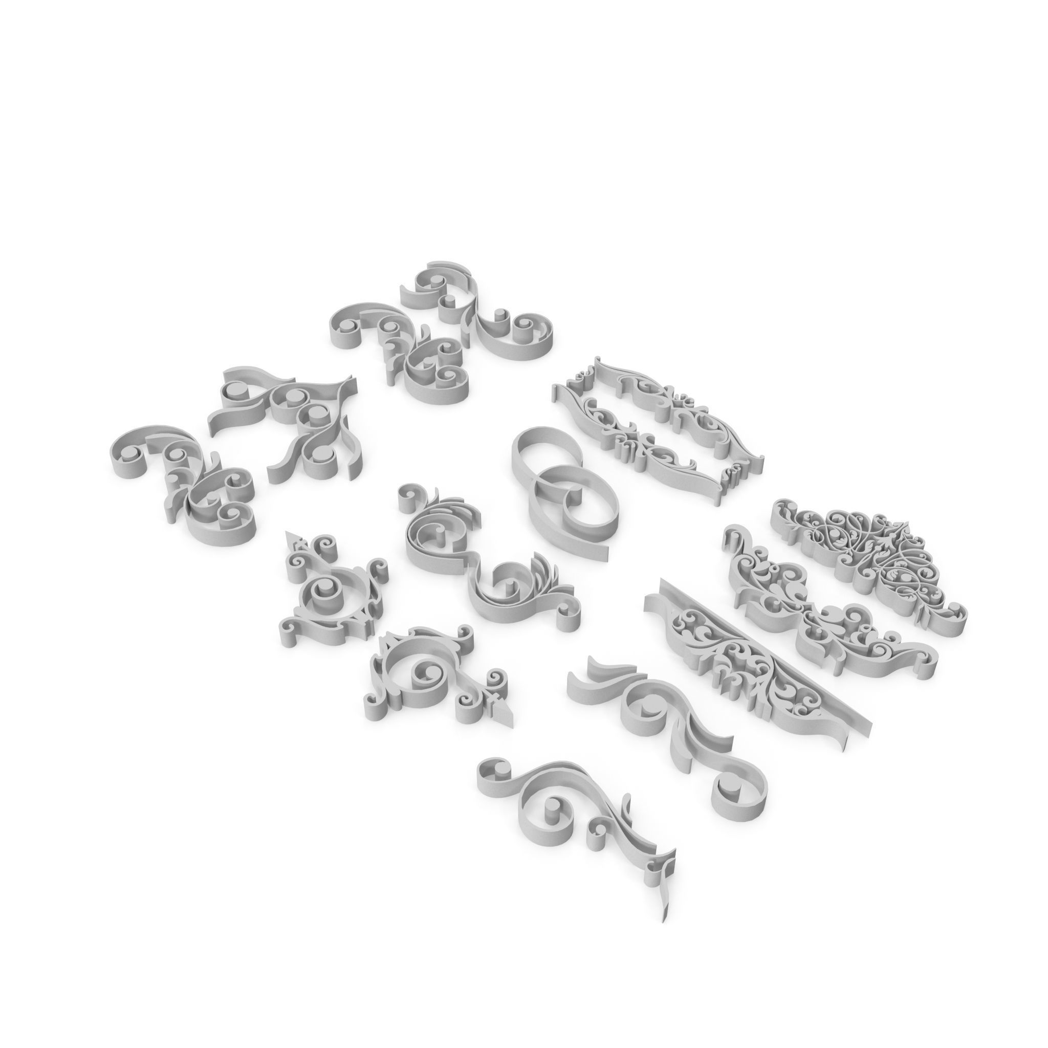 Ornate Swirls 04 Set  3D model_7