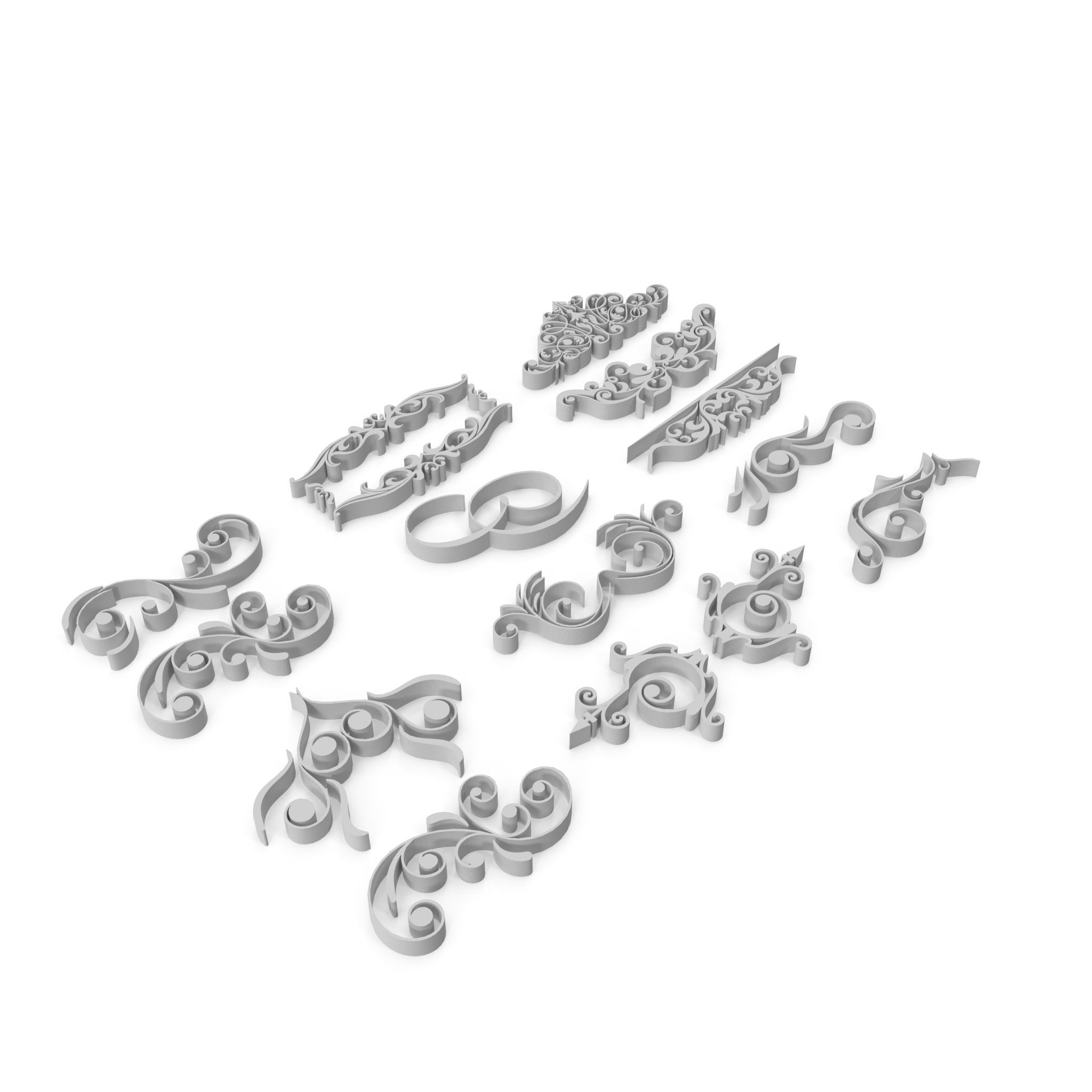 Ornate Swirls 04 Set  3D model_6