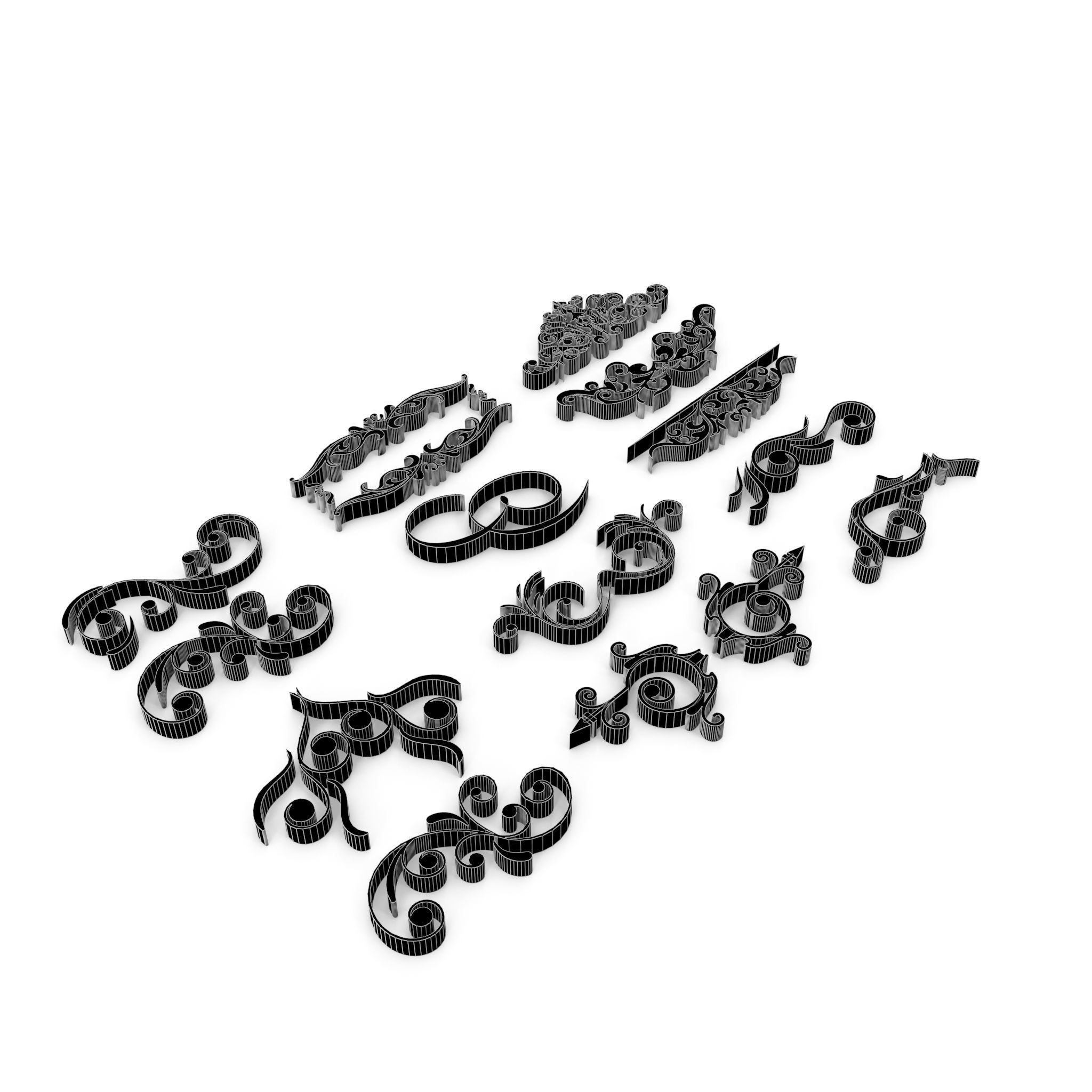 Ornate Swirls 04 Set  3D model_20