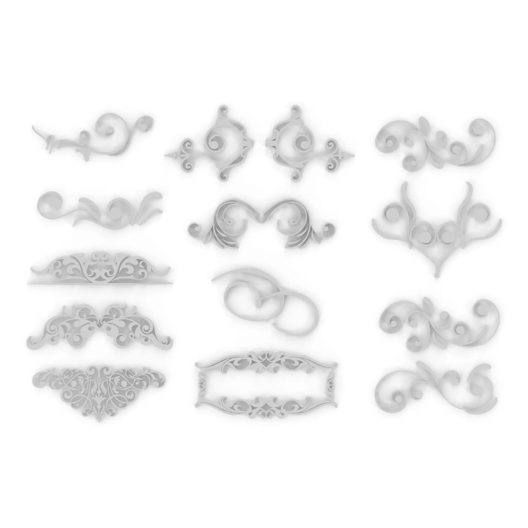 Ornate Swirls 04 Set  3D model_0