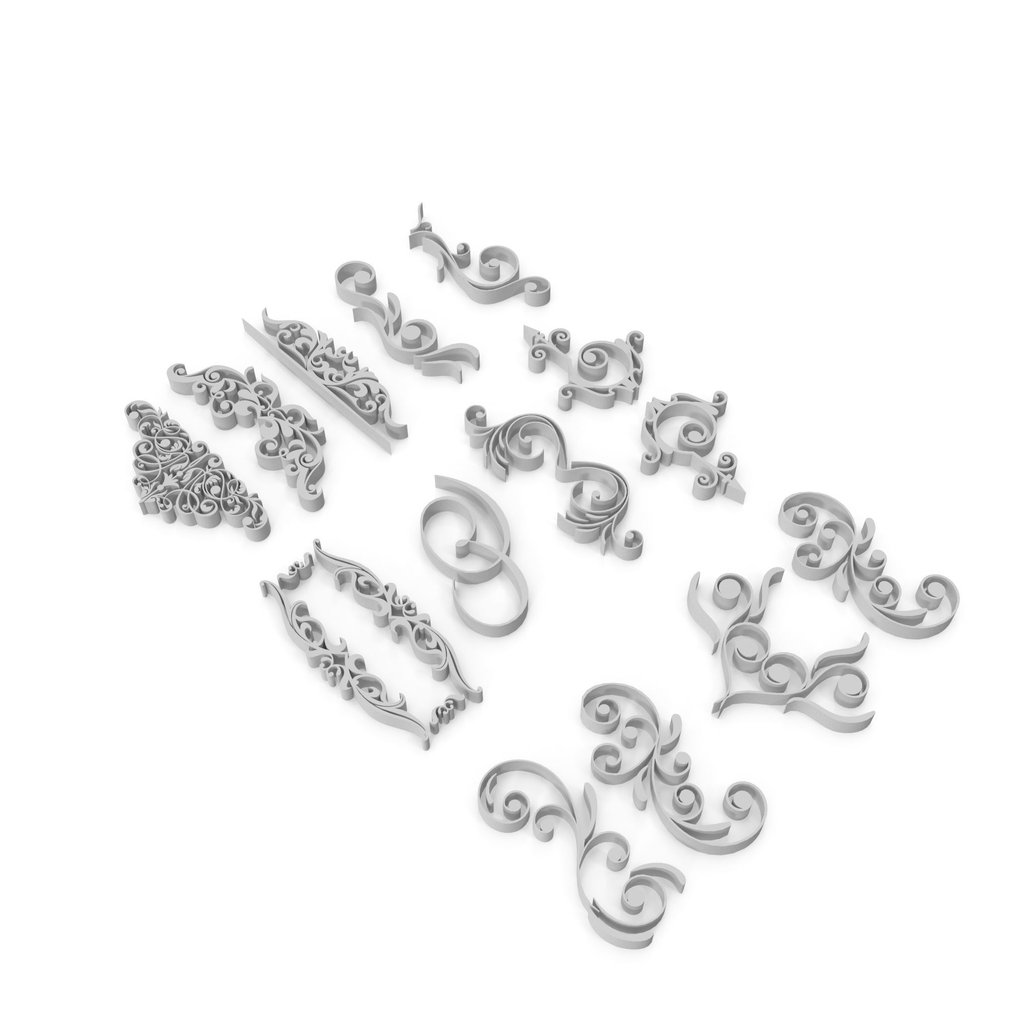 Ornate Swirls 04 Set  3D model_4