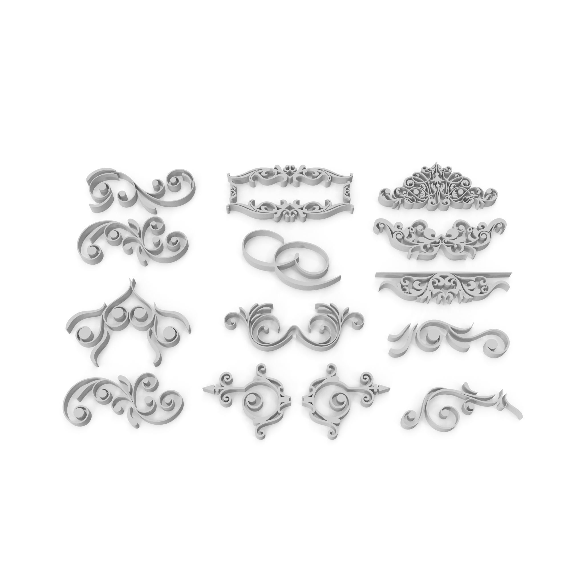 Ornate Swirls 04 Set  3D model_3