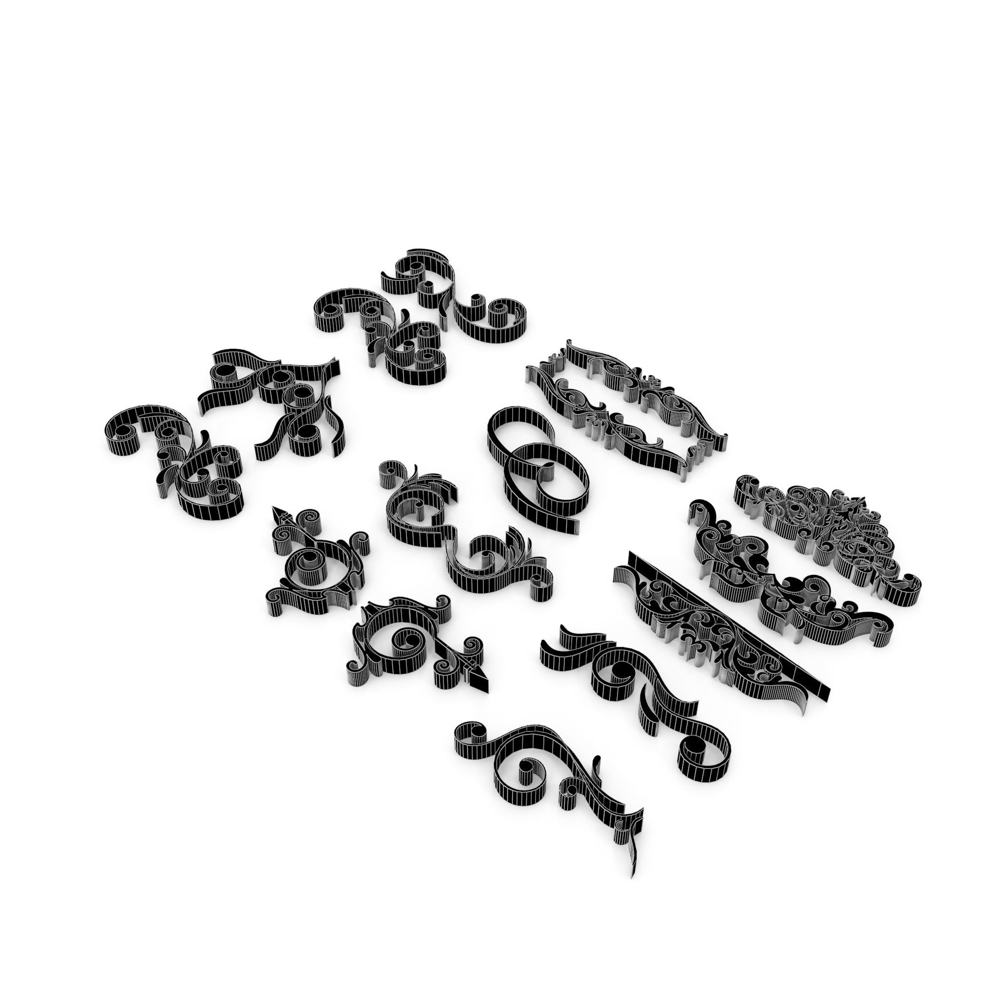 Ornate Swirls 04 Set  3D model_21