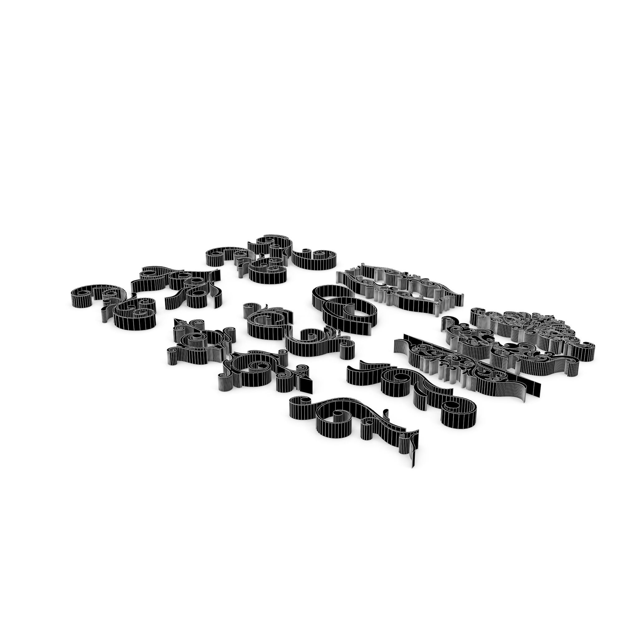 Ornate Swirls 04 Set  3D model_25