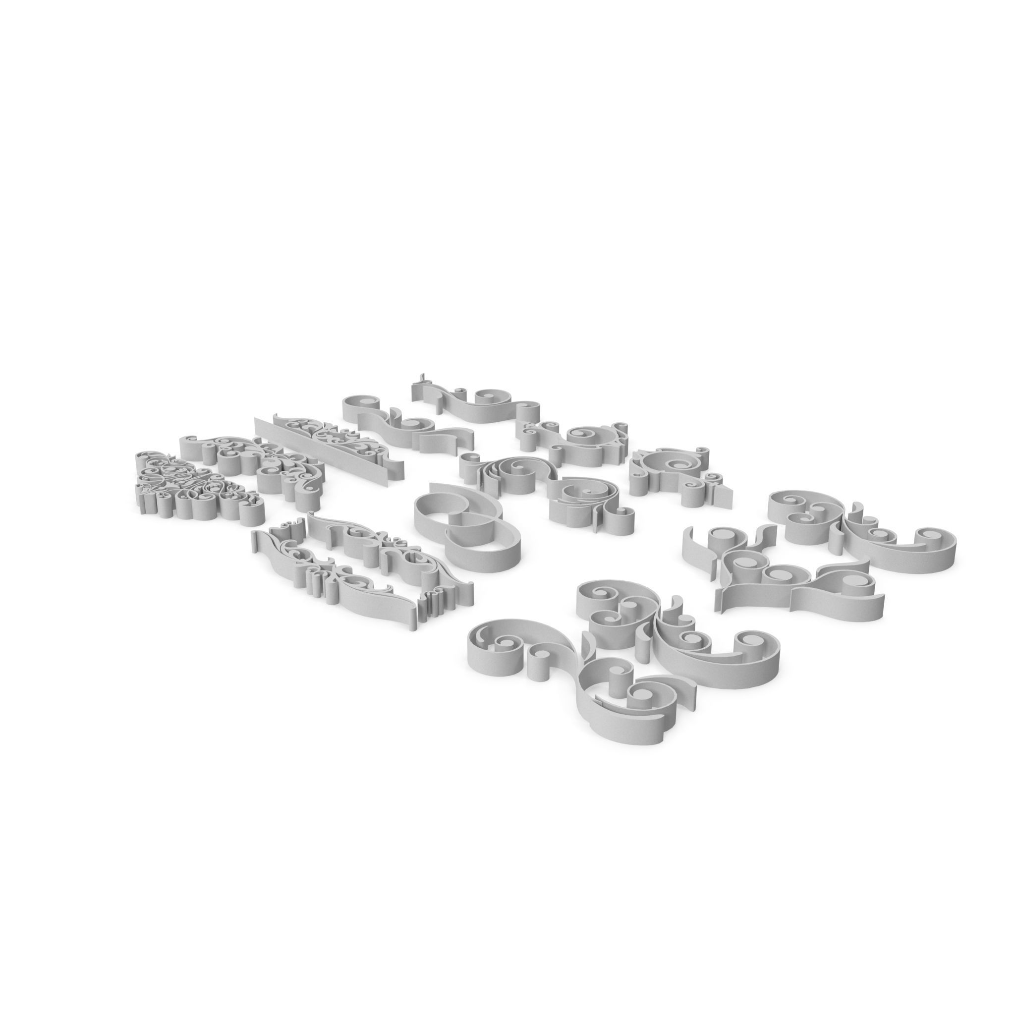 Ornate Swirls 04 Set  3D model_9