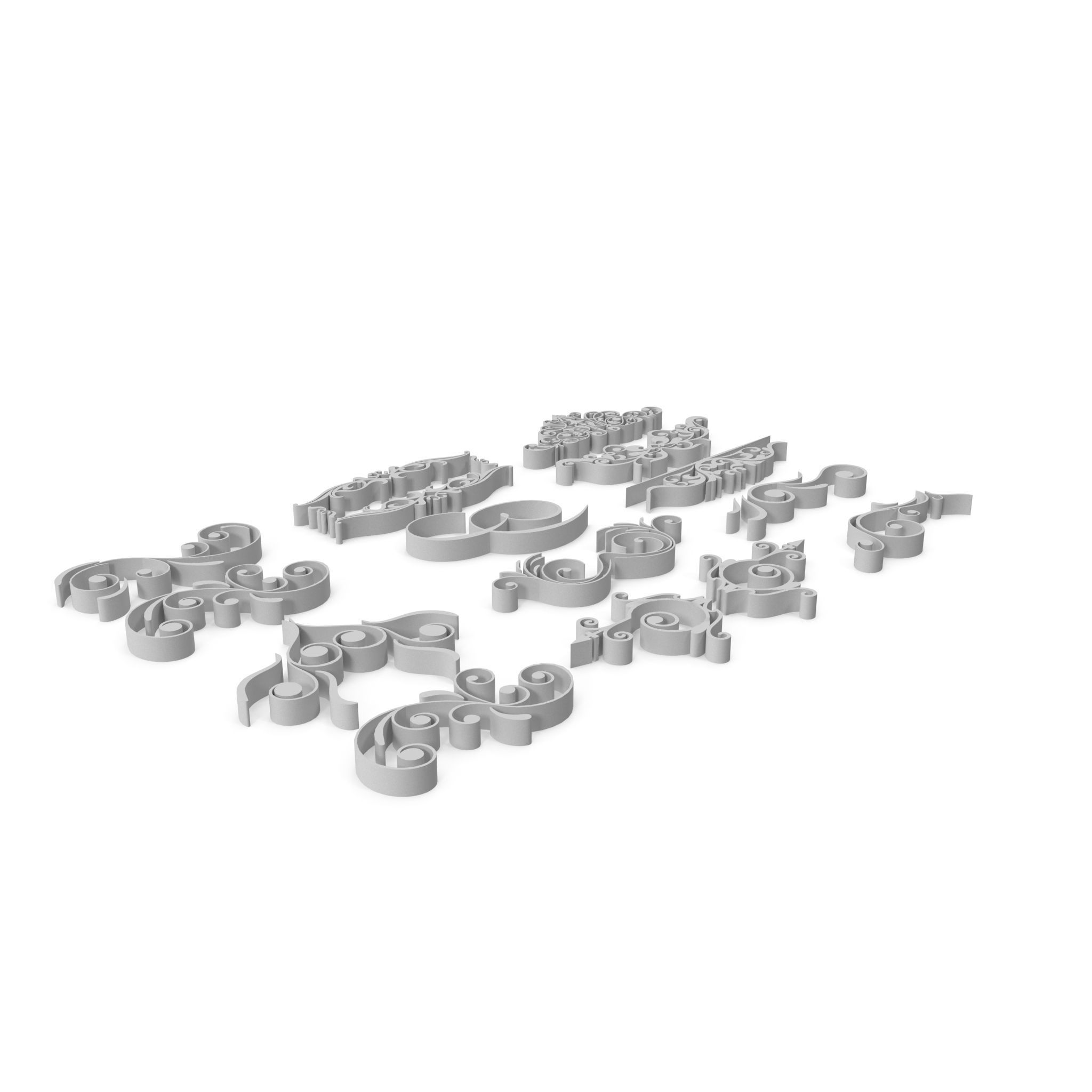 Ornate Swirls 04 Set  3D model_10