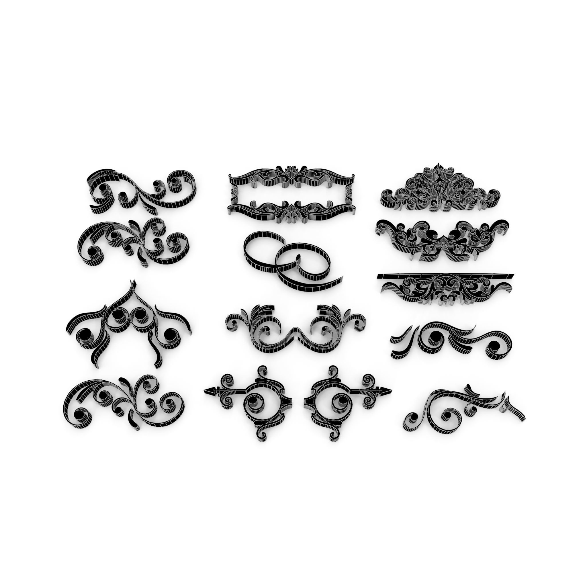 Ornate Swirls 04 Set  3D model_17