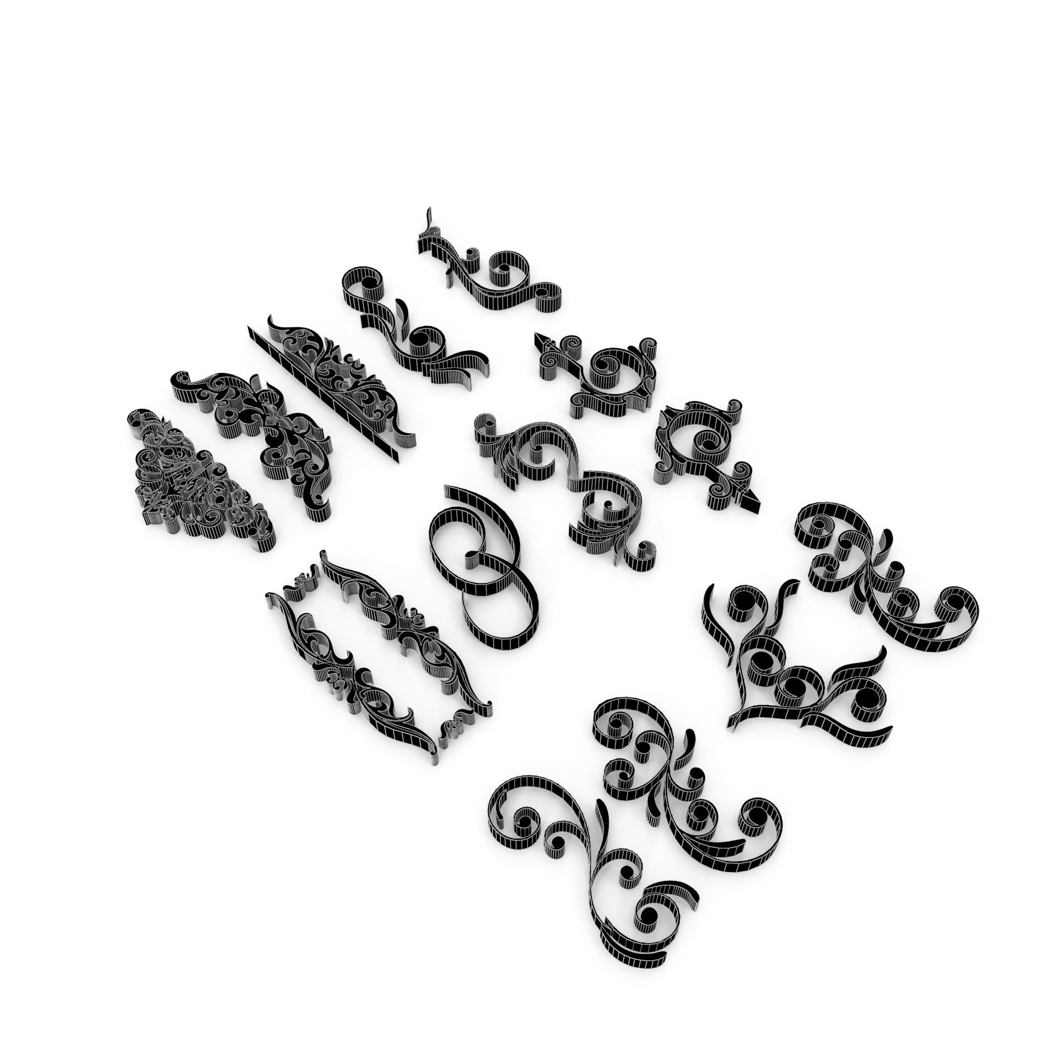 Ornate Swirls 04 Set  3D model_18