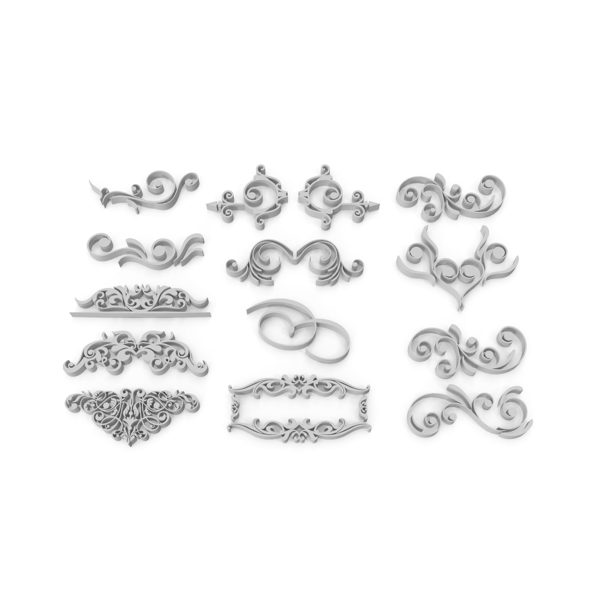 Ornate Swirls 04 Set  3D model_2