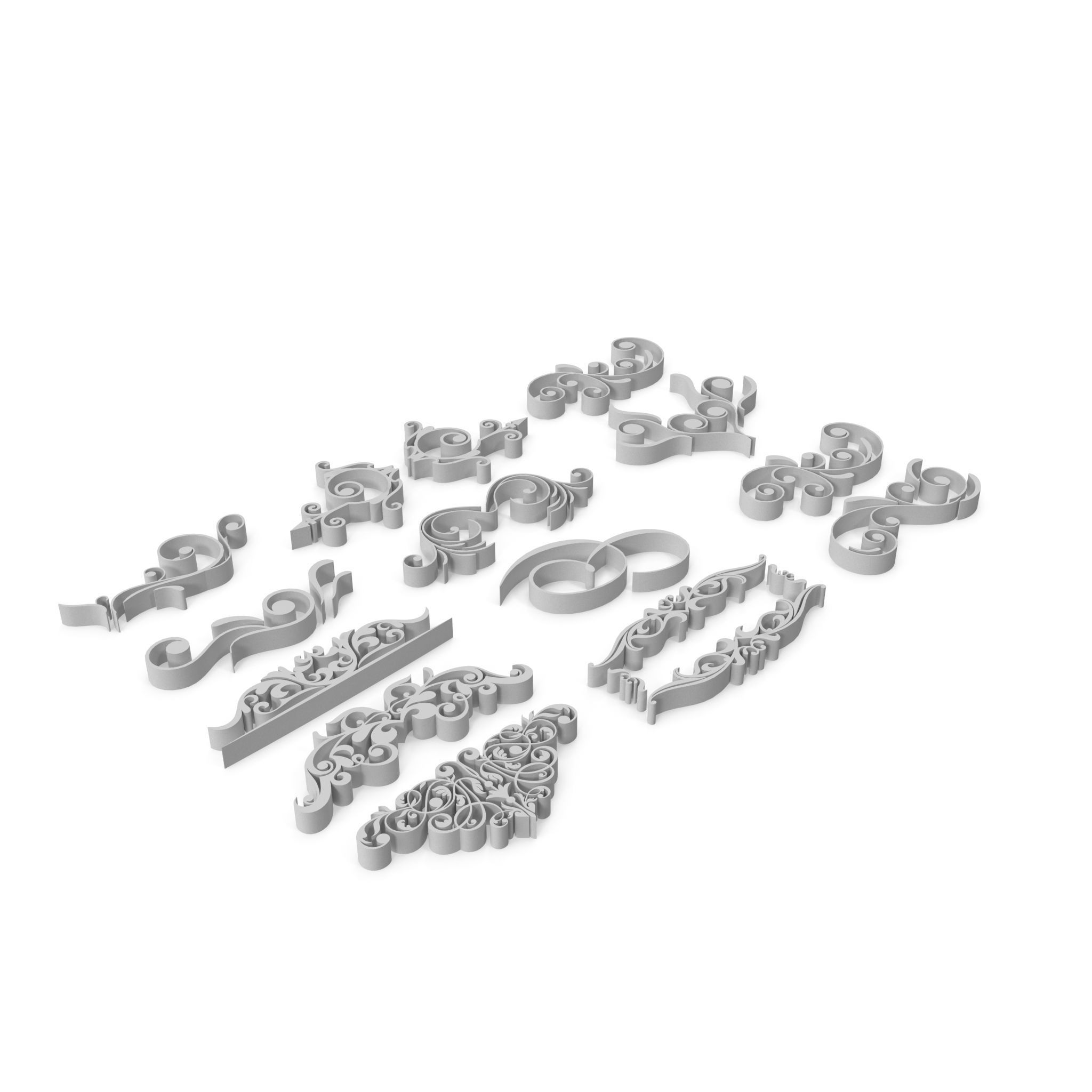 Ornate Swirls 04 Set  3D model_8