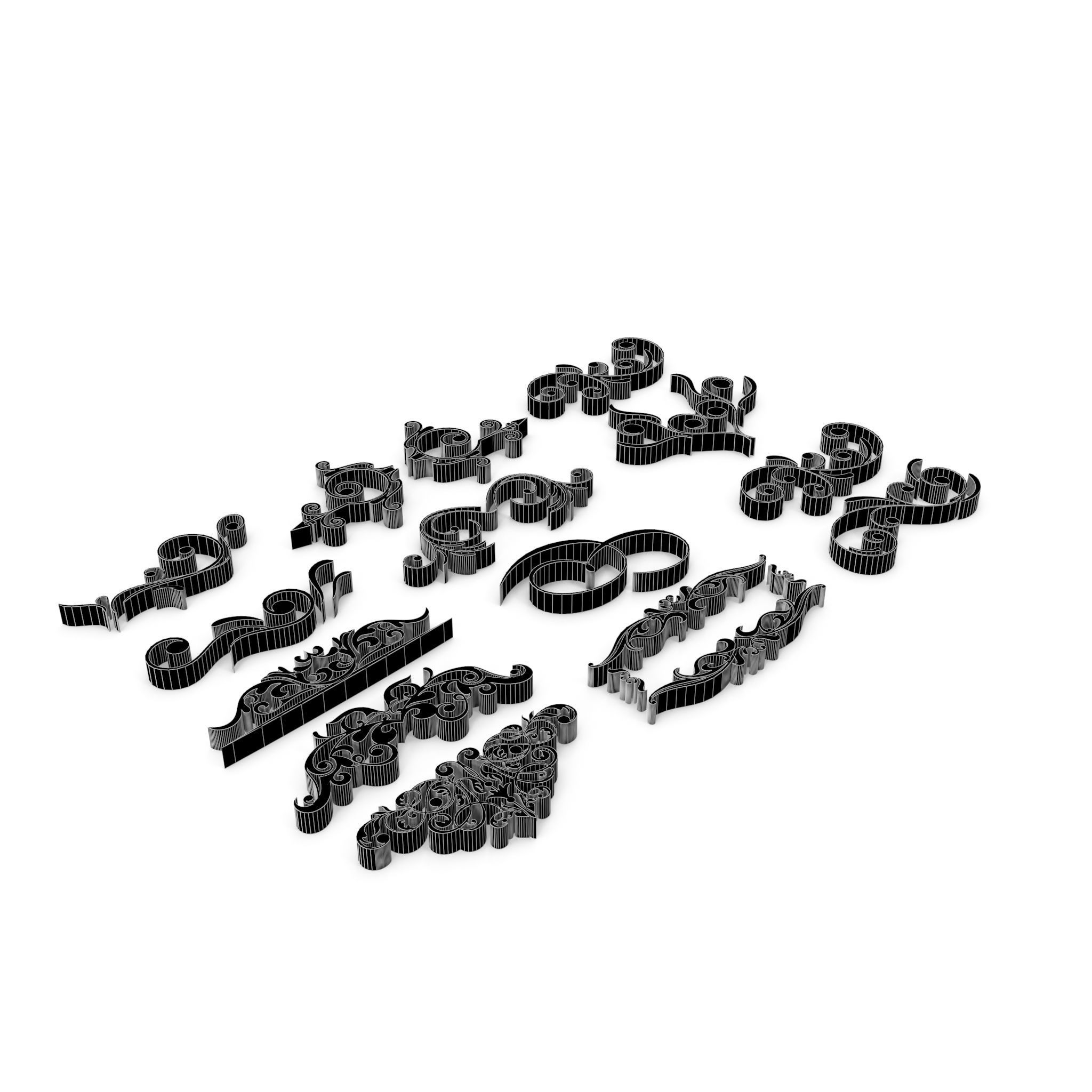 Ornate Swirls 04 Set  3D model_22