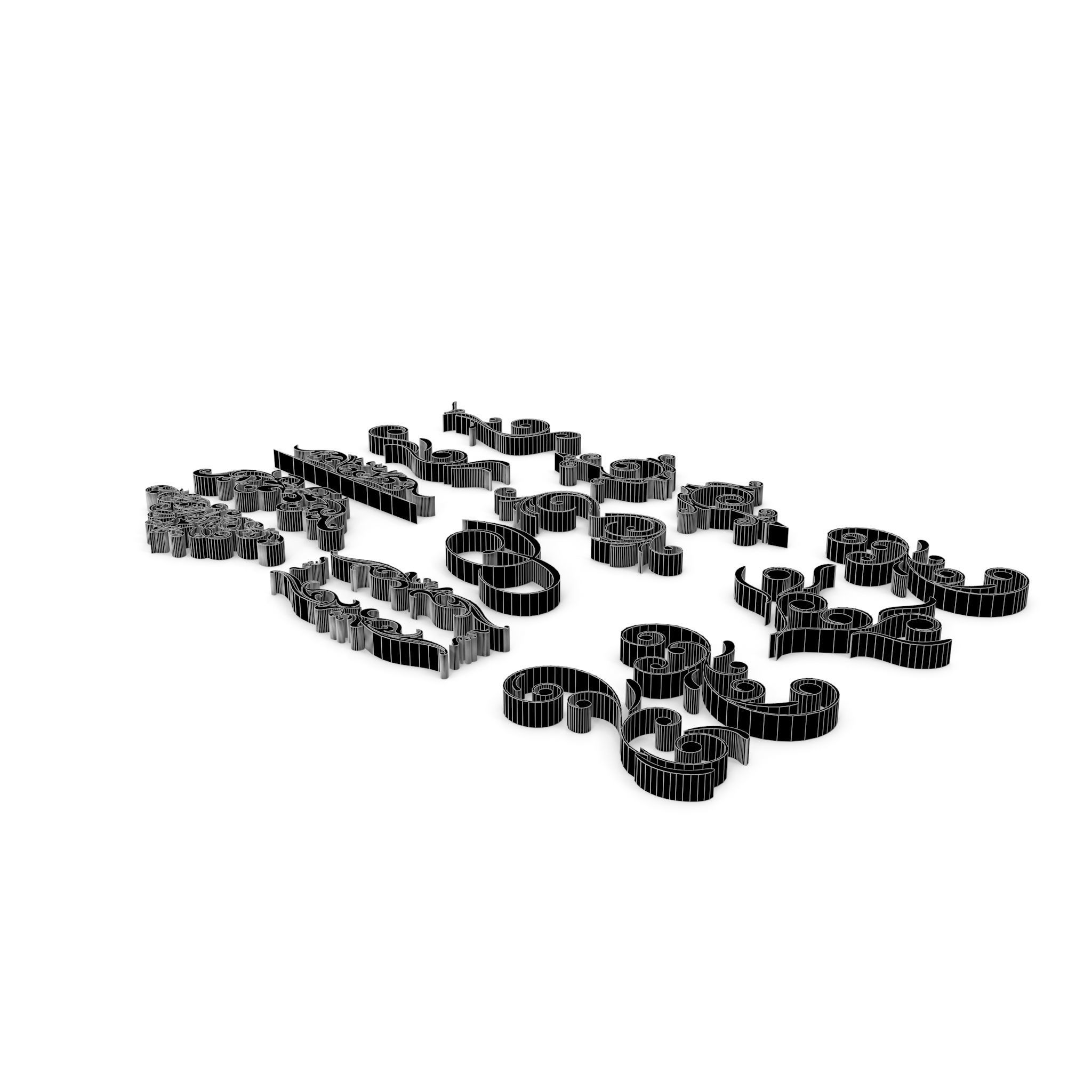 Ornate Swirls 04 Set  3D model_23