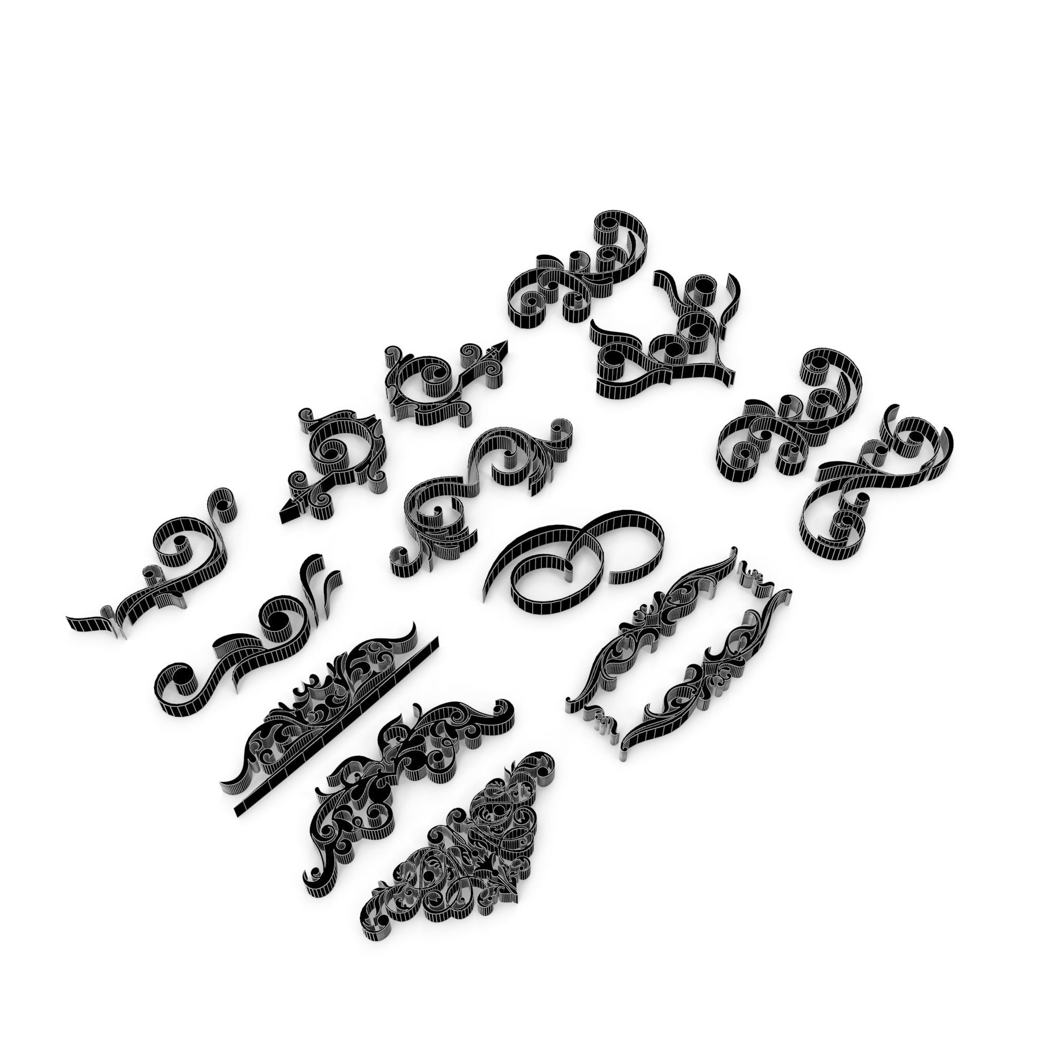 Ornate Swirls 04 Set  3D model_19