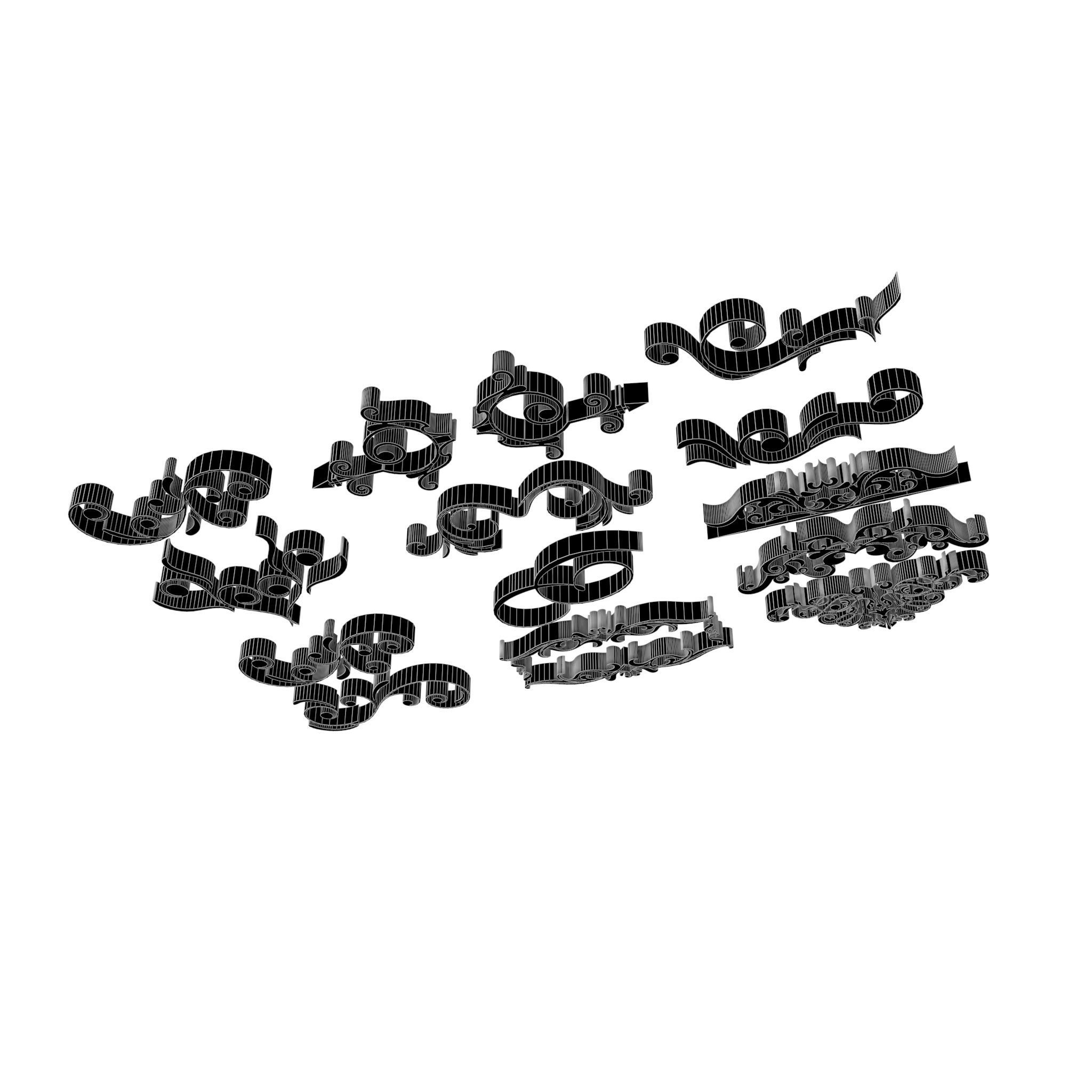 Ornate Swirls 04 Set  3D model_29