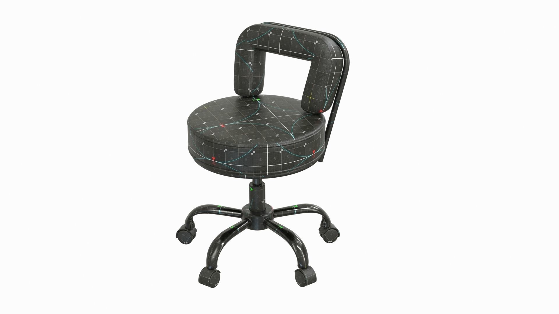 salon chair Low-poly 3D model_4