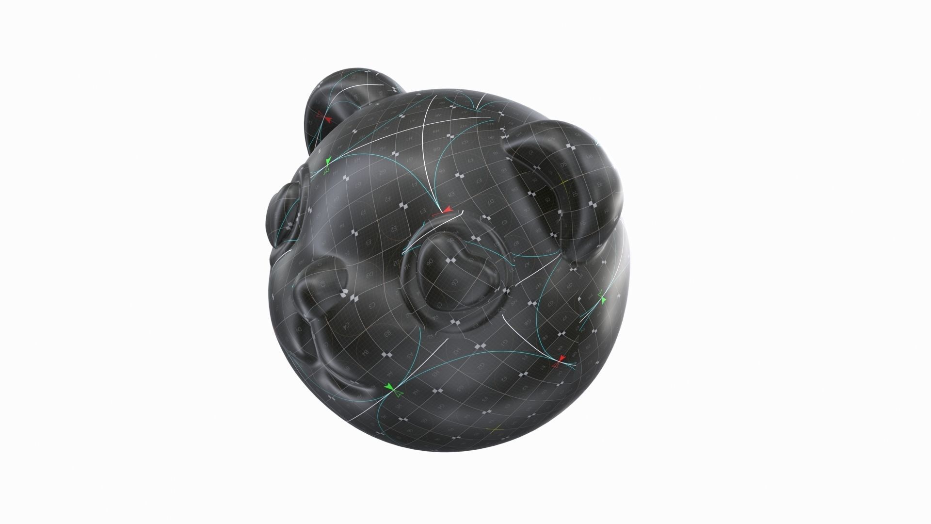 panda bear head with eyes Low-poly 3D model_7