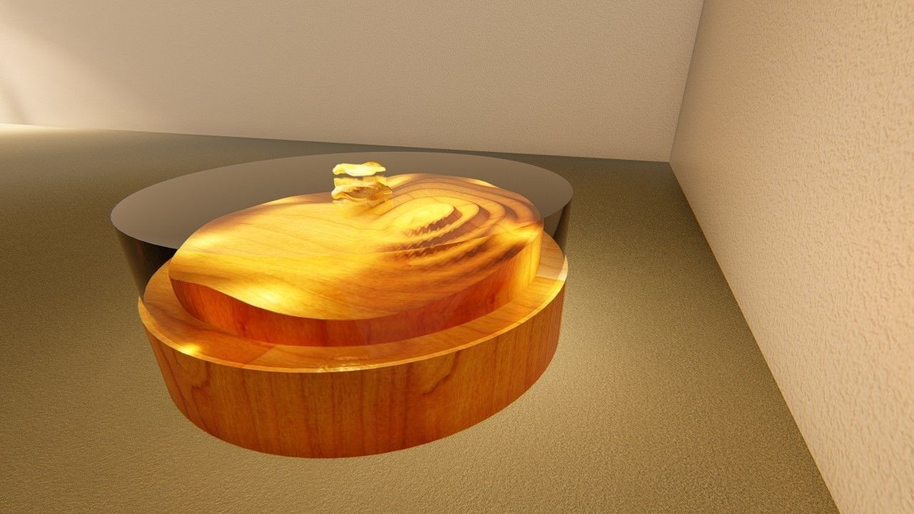 Round Table water drop shape version 2 3D model_2
