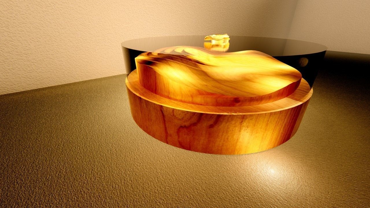 Round Table water drop shape version 2 3D model_3