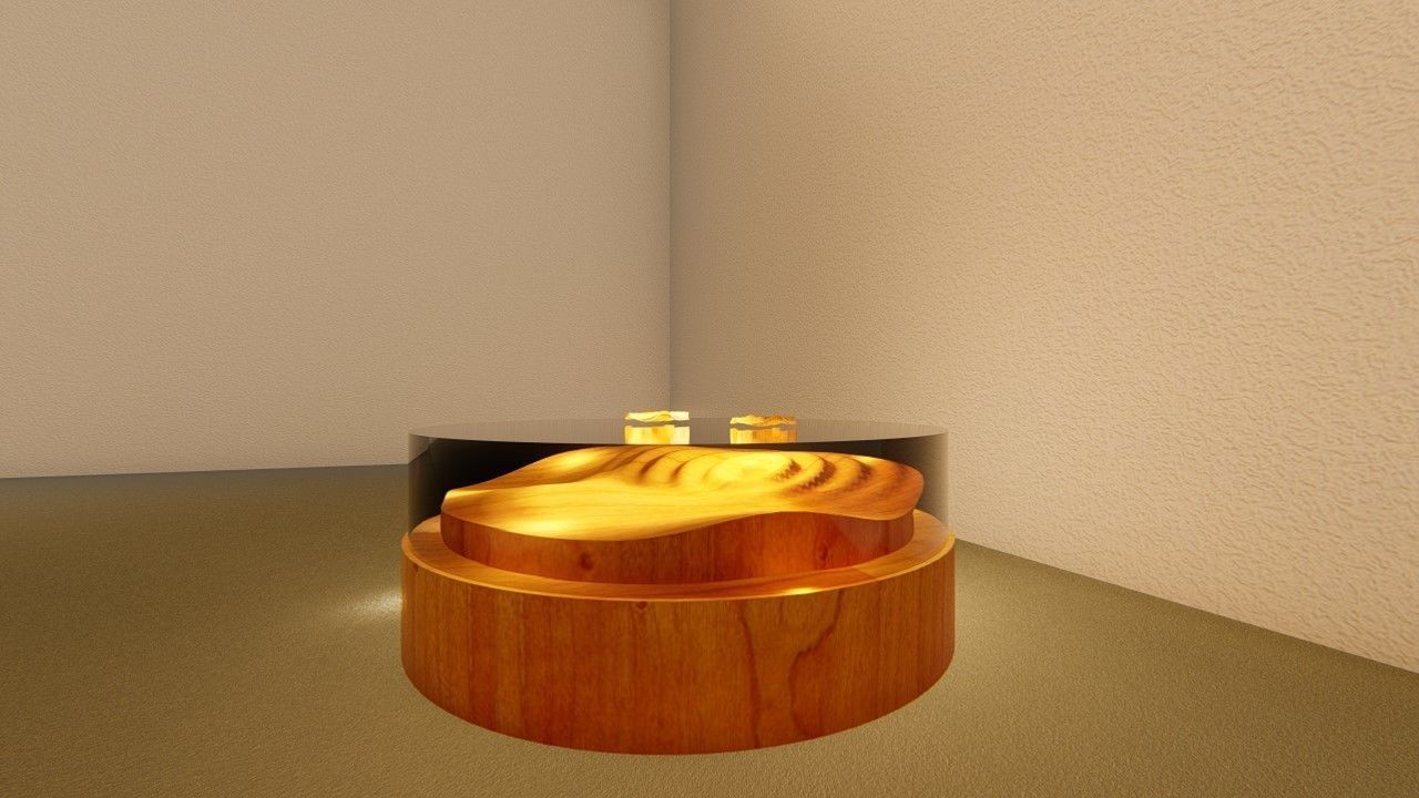 Round Table water drop shape version 2 3D model_4