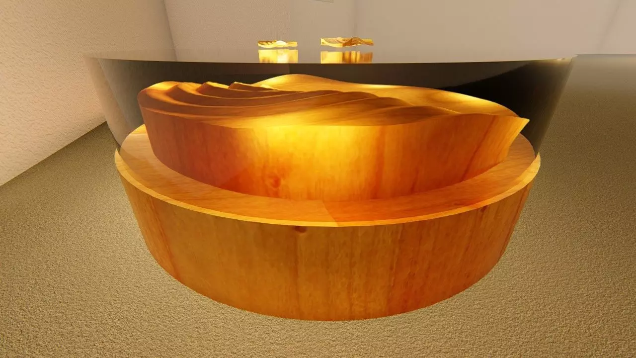 Round Table water drop shape version 2 3D model_0