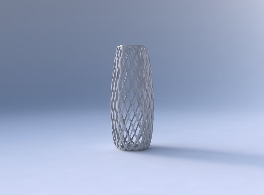 Vase hexagon with diagonal grid lattice 3D print model_4