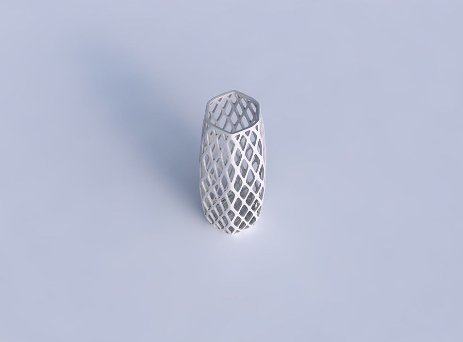 Vase hexagon with diagonal grid lattice 3D print model_1