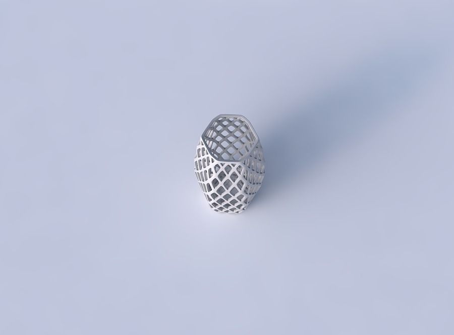 Vase hexagon with diagonal grid lattice 3D print model_2