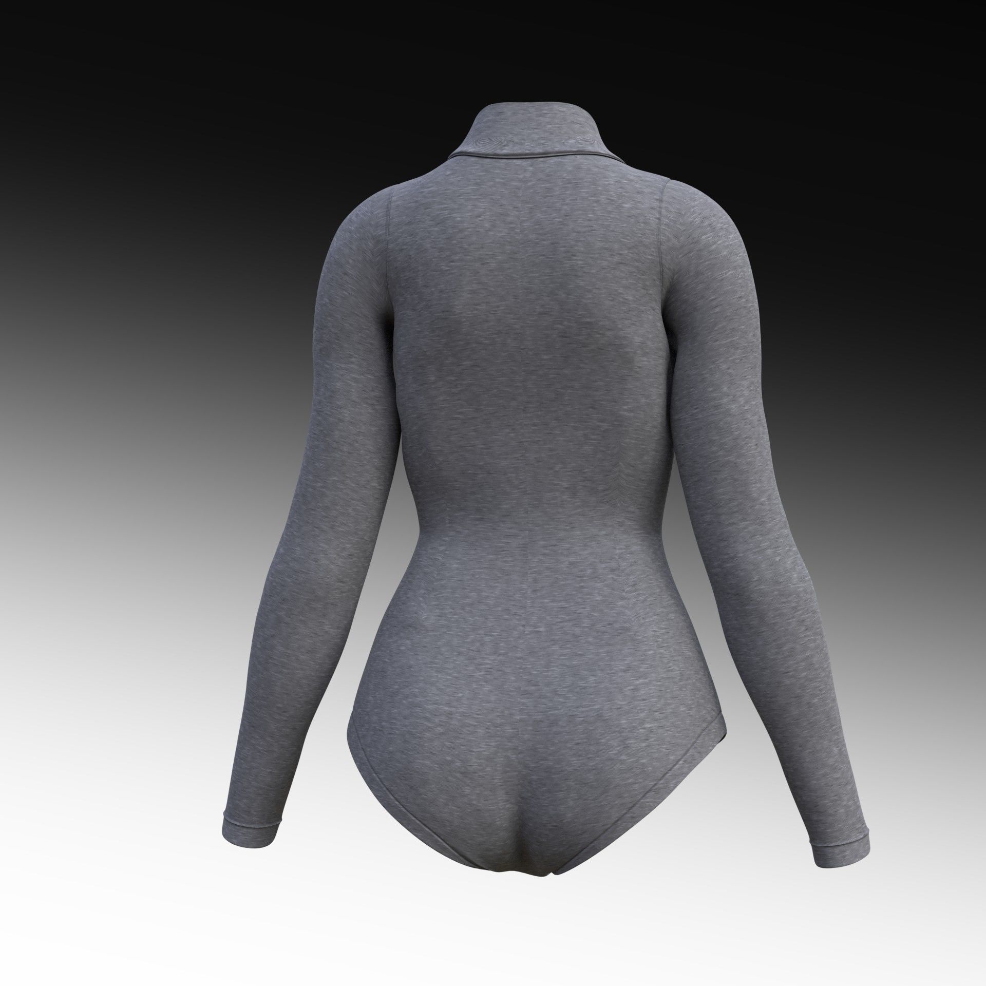 turtleneck bodysuit - grey and black swimsuit Low-poly 3D model_20