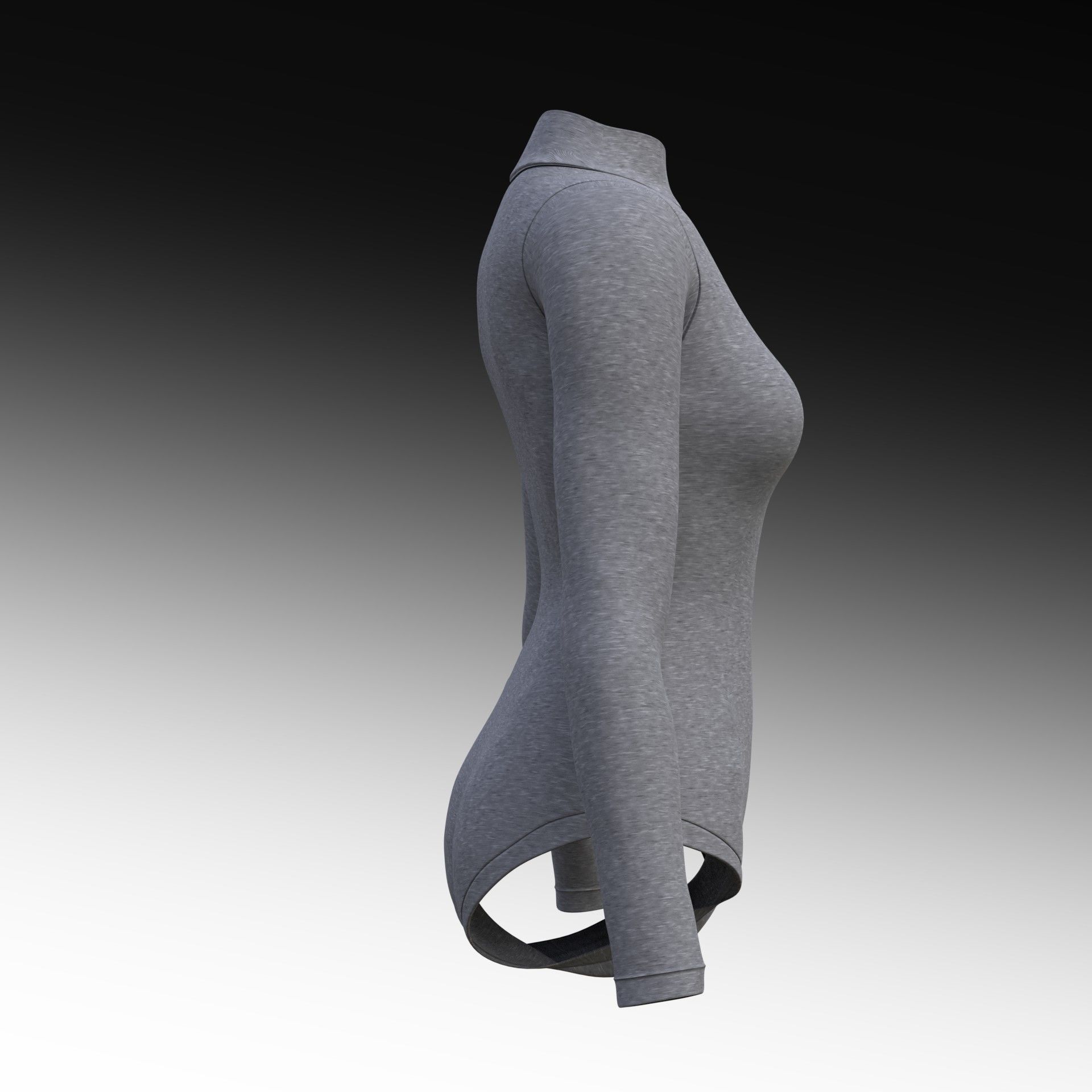 turtleneck bodysuit - grey and black swimsuit Low-poly 3D model_16