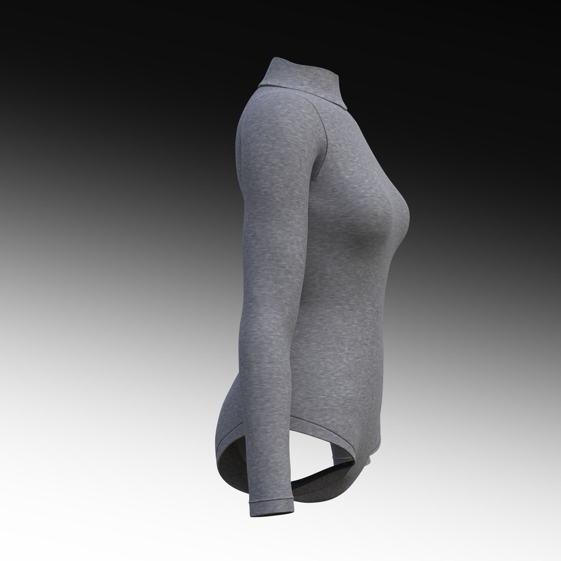 turtleneck bodysuit - grey and black swimsuit Low-poly 3D model_15