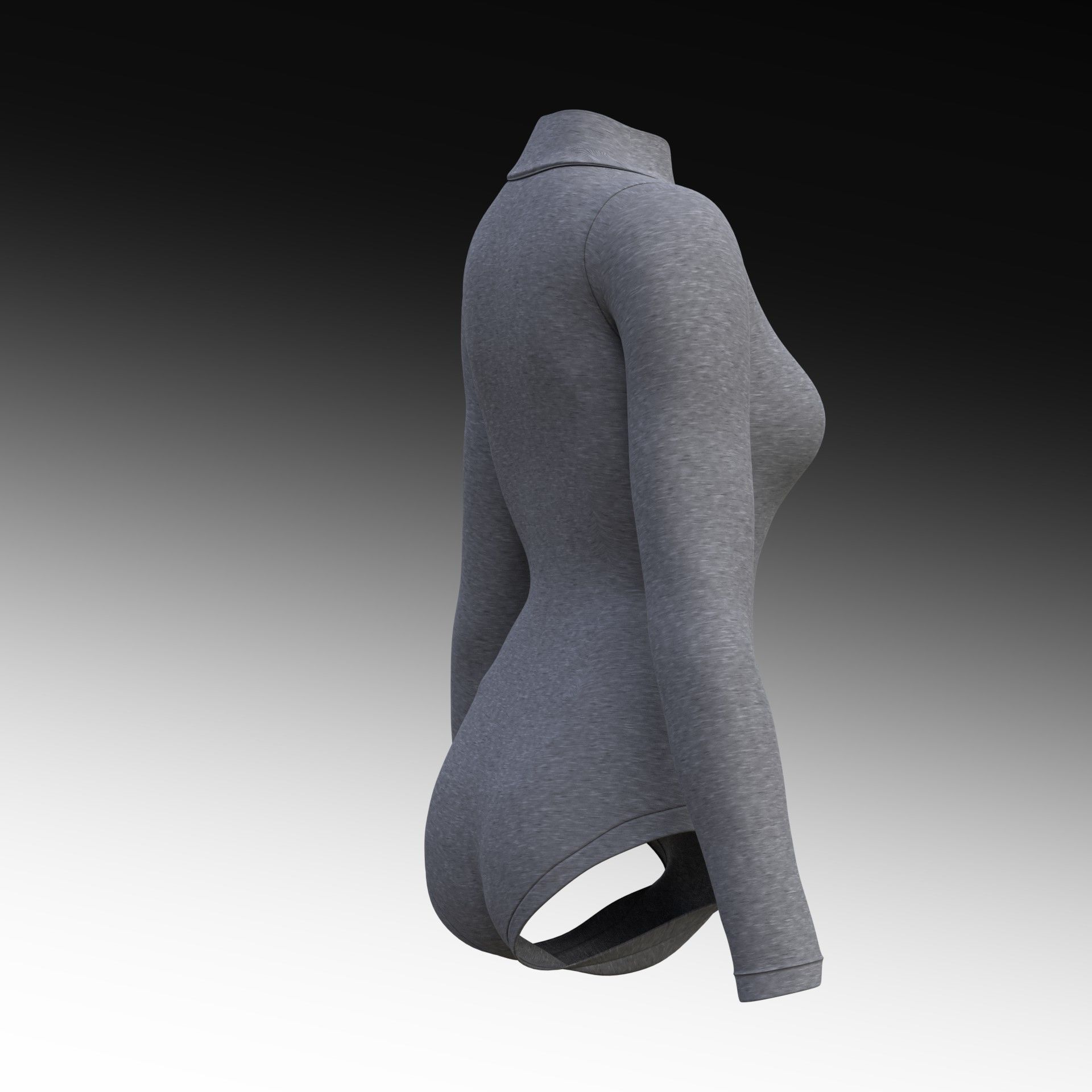 turtleneck bodysuit - grey and black swimsuit Low-poly 3D model_17