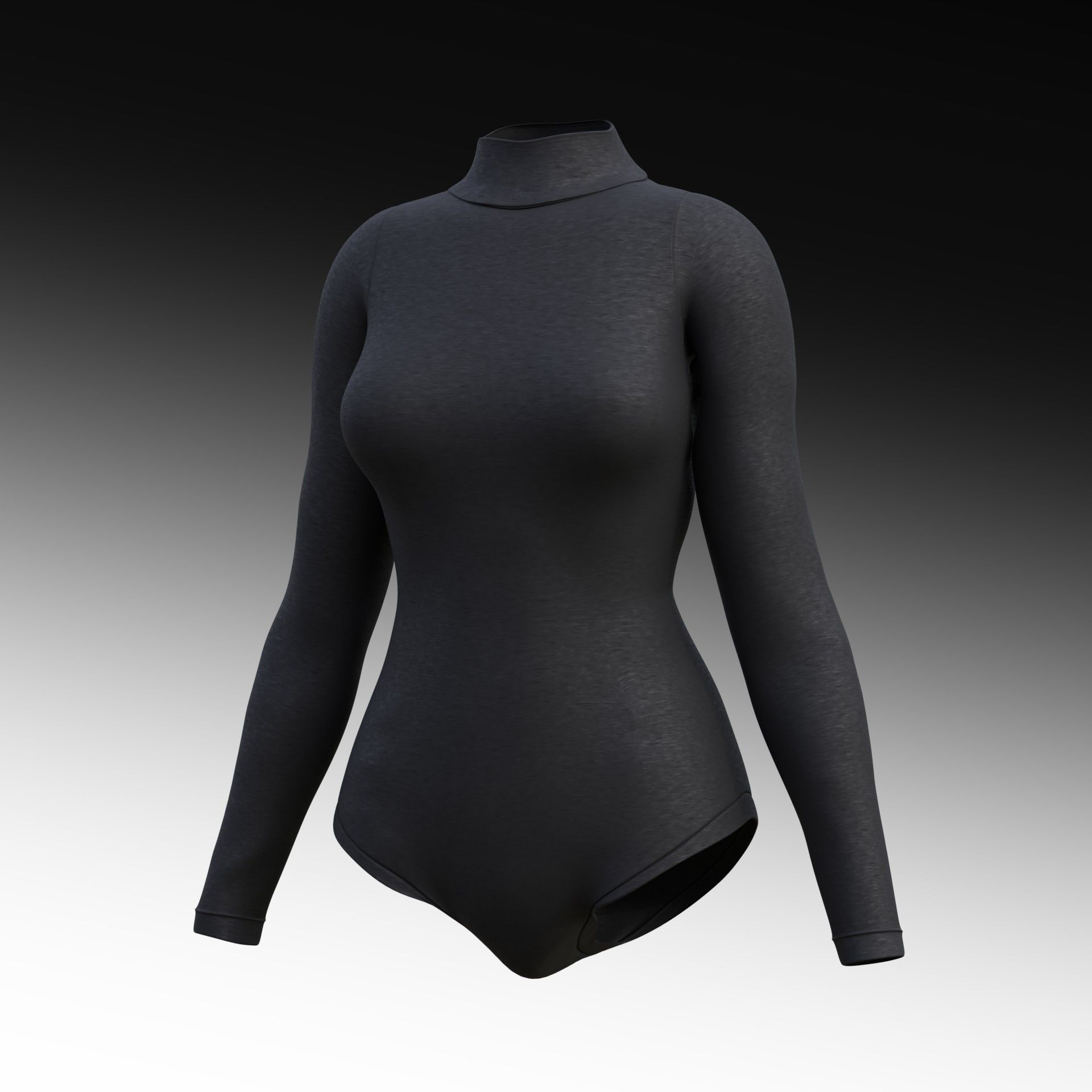 turtleneck bodysuit - grey and black swimsuit Low-poly 3D model_48